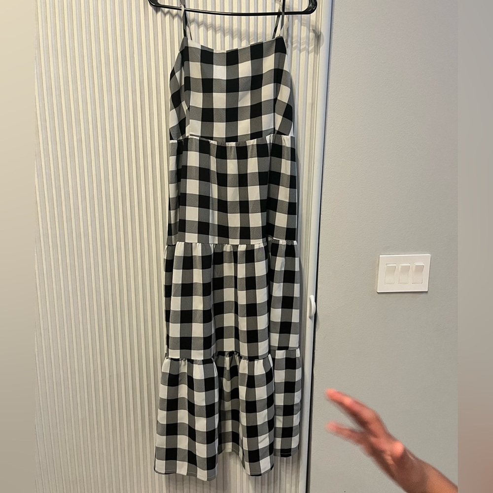 Paper heart gingham summer resort maxi dress